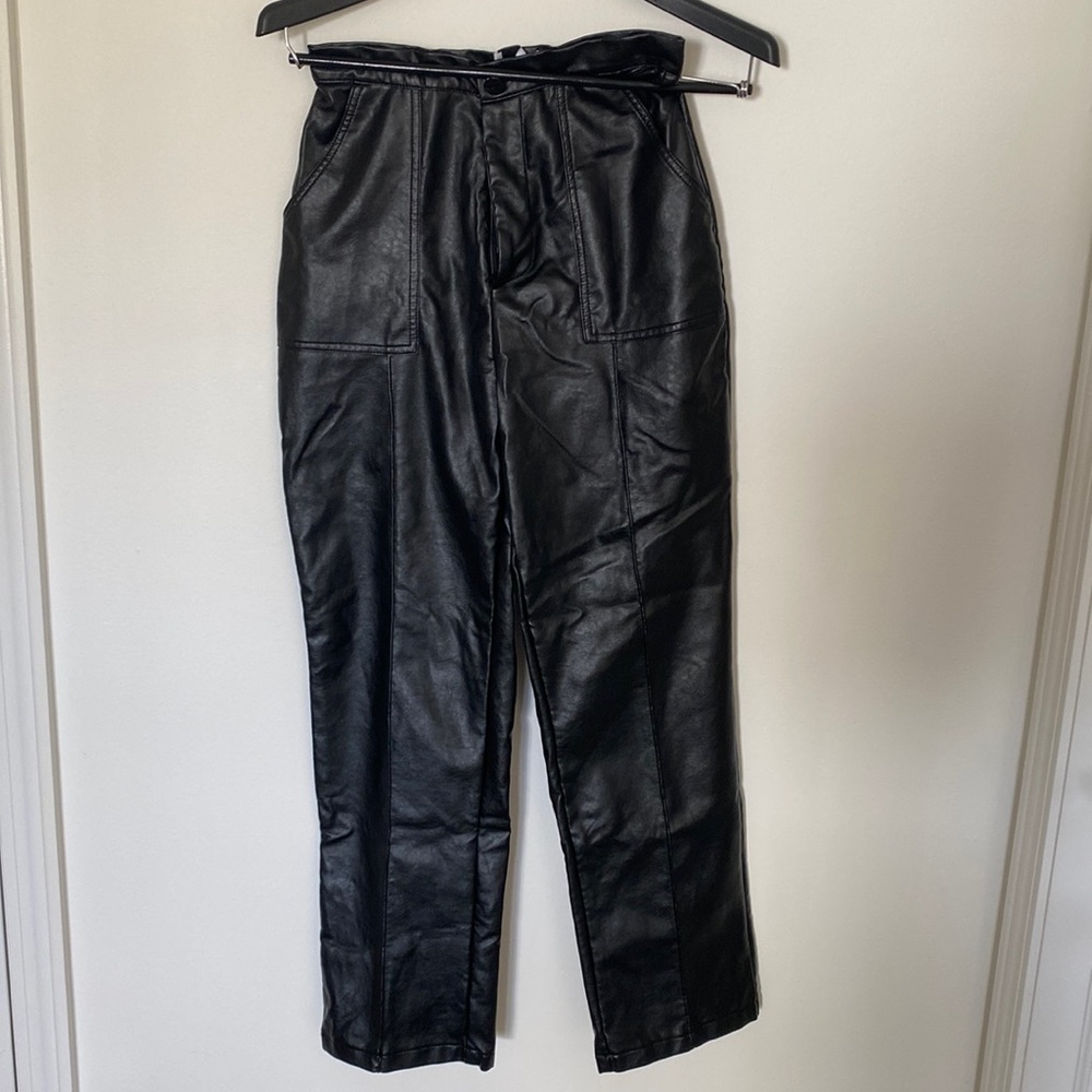 Black leather jeans